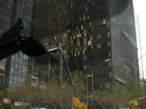 Damage to one high-rise building after Hurricane Katrina.