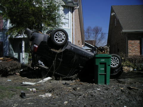 Cars floated away and were deposited all over.