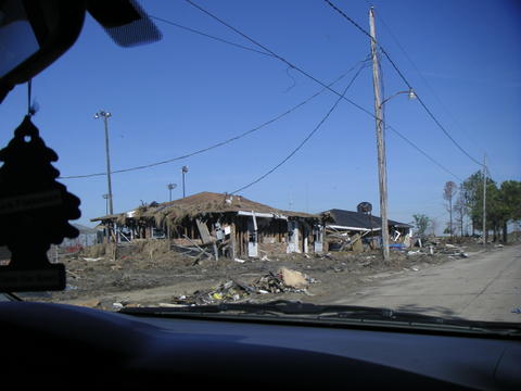 House destroyed by flooding during Katrina.