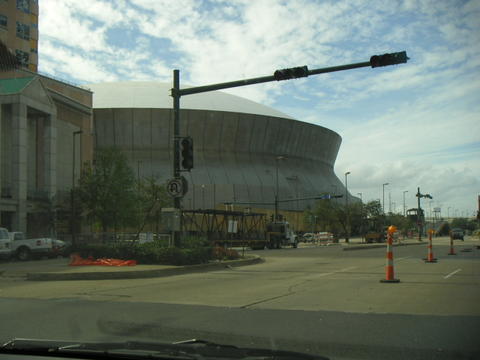 The New Orleans Superdome after Katrina.